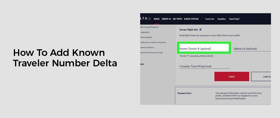 How To Add Known Traveler Number Delta